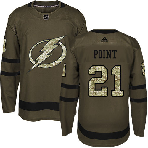 Adidas Lightning #21 Brayden Point Green Salute to Service Stitched Youth NHL Jersey - Click Image to Close